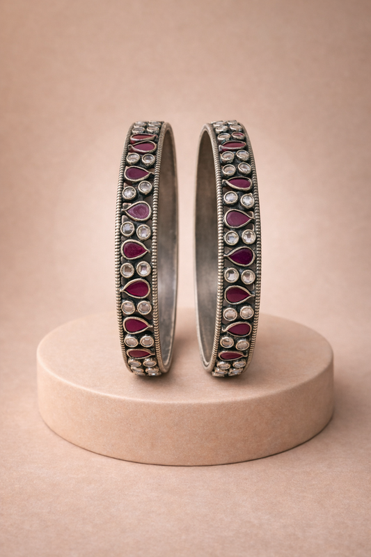 Handcrafted Oxidised Silver Bangles