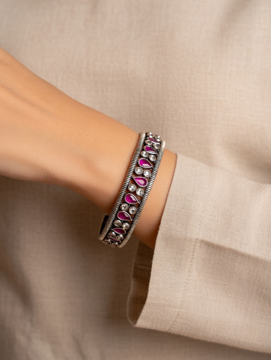 Paisley Ruby & Zircon Bangle Pair