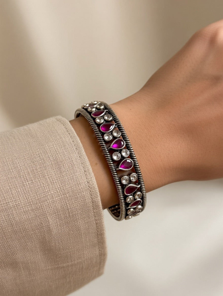 Paisley Ruby & Zircon Bangle Pair