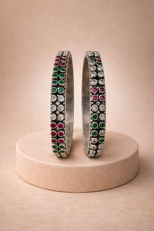 Handcrafted Oxidised Silver Bangles