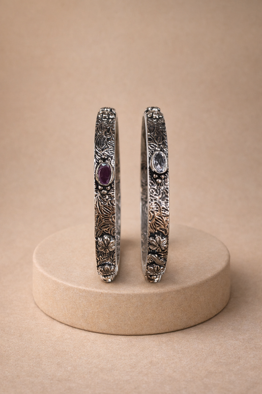Handcrafted Oxidised Silver Bangles