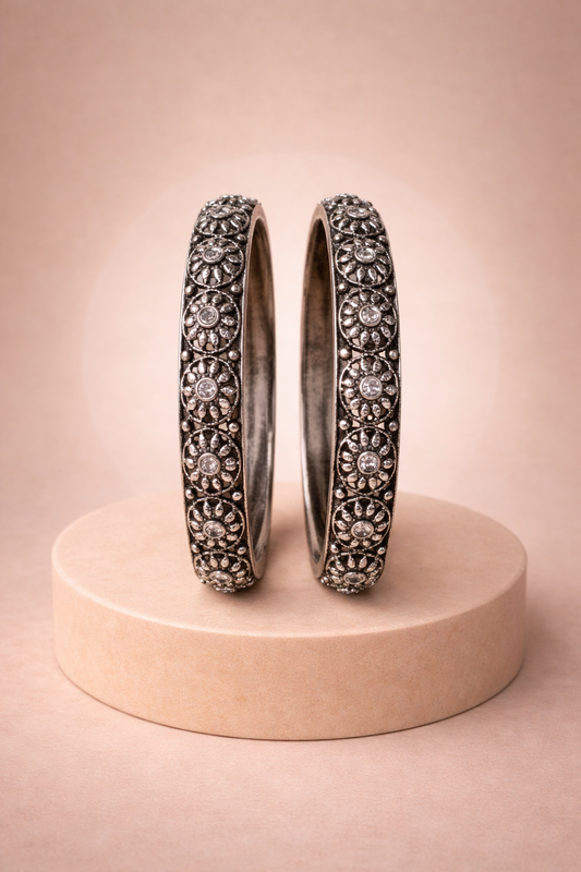 Handcrafted Oxidised Silver Bangles