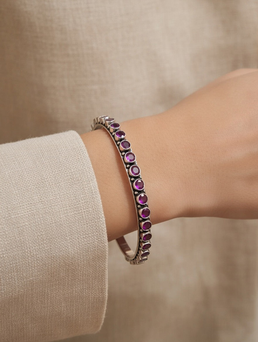 Ruby Bezel-Set Classic Bangle Pair