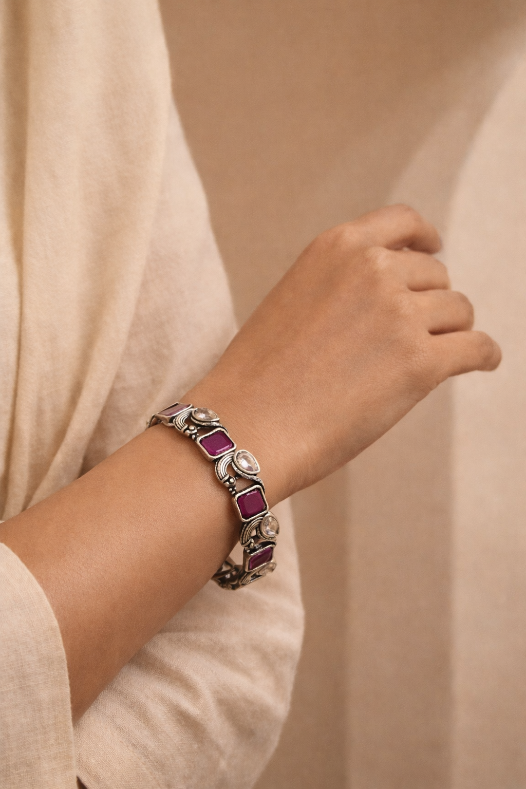 Ruby Link Statement Bangle Pair