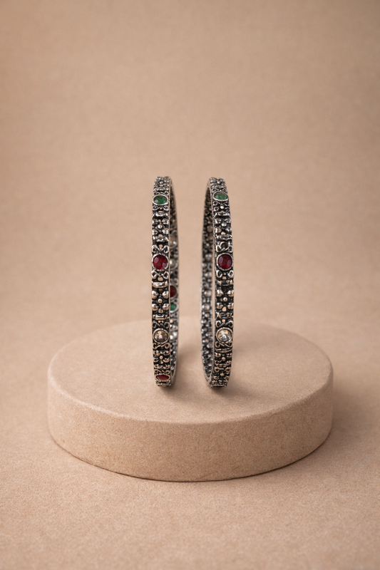 Handcrafted Oxidised Silver Bangles