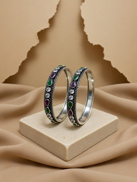 Handcrafted Oxidised Silver Bangles