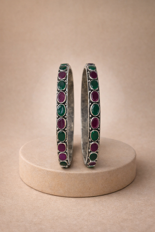Handcrafted Oxidised Silver Bangles
